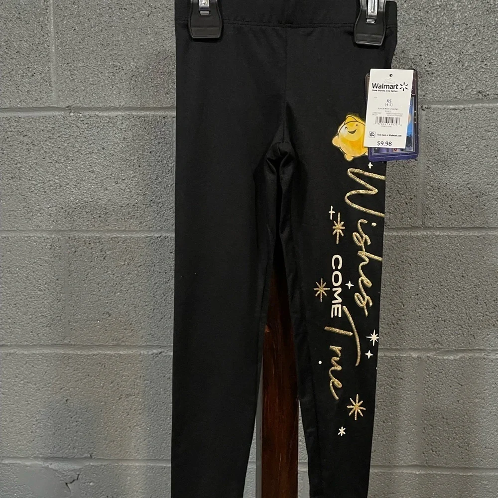 Black Kids Leggings with Gold Print